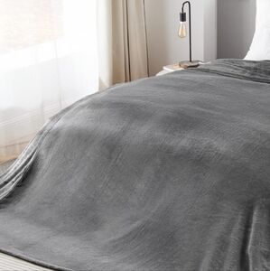 GRAY QUEEN, MULTIPLE SIZE FLEECE BLANKET BEDDING COVER, Lightweight